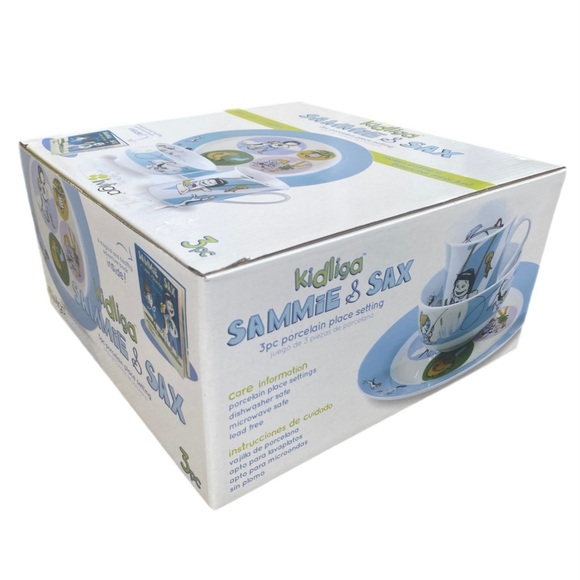 LivLiga Sammie and Sax Kidliga Children's 3 Piece Porcelain Place Setting & Book - Picture 7 of 9